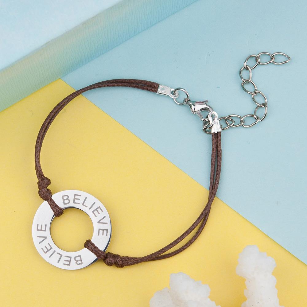 Stainless Steel Carved Message Bracelet