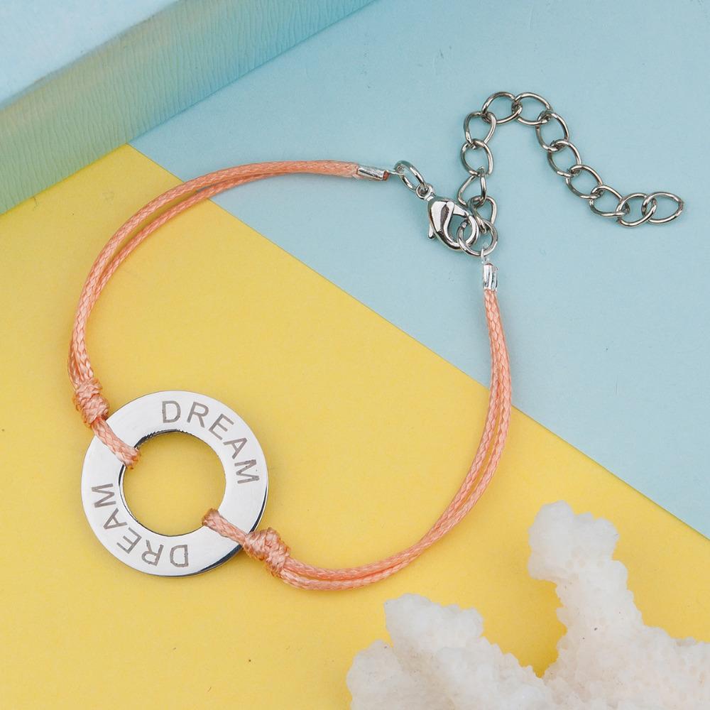 Stainless Steel Carved Message Bracelet