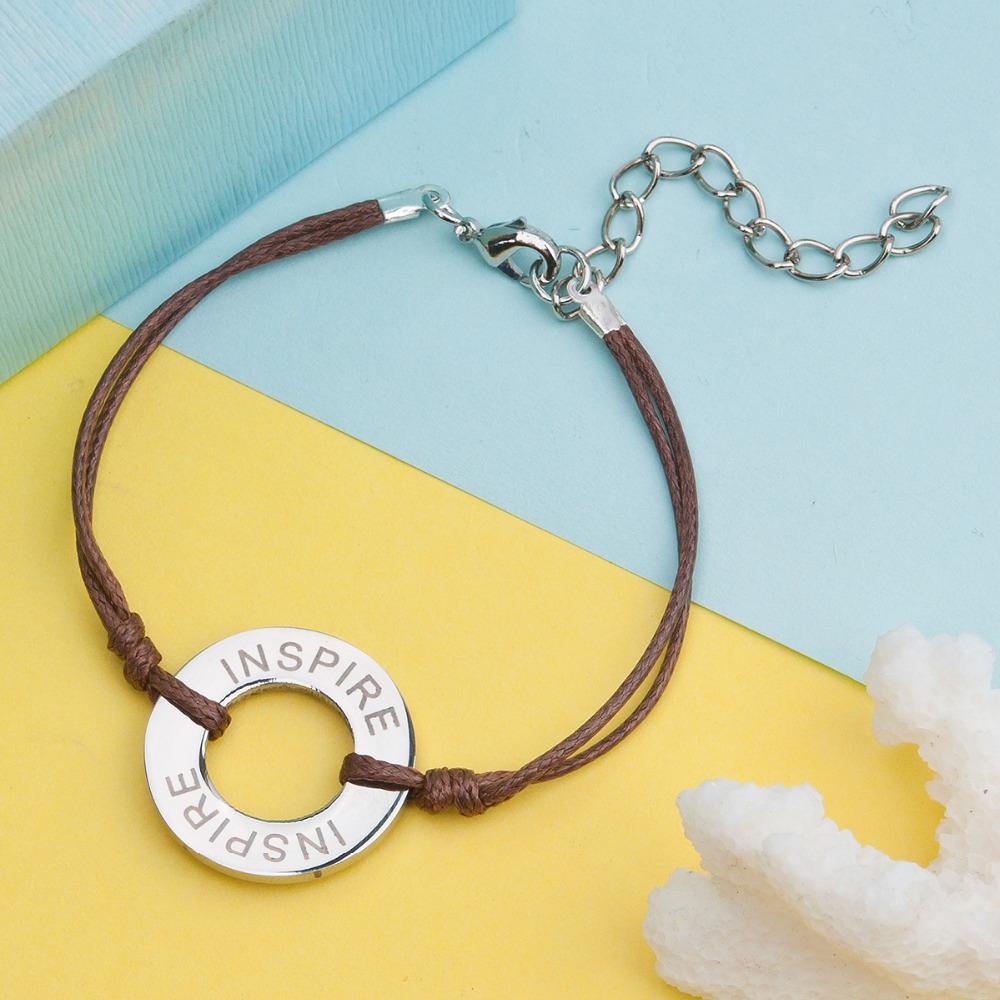 Stainless Steel Carved Message Bracelet