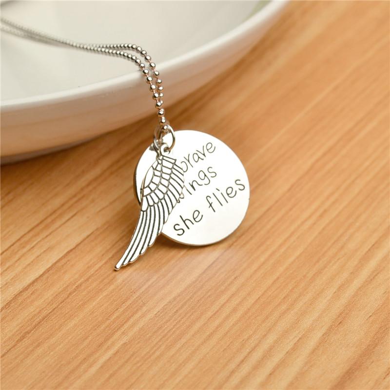 Brave Wings Hand Stamped Necklace