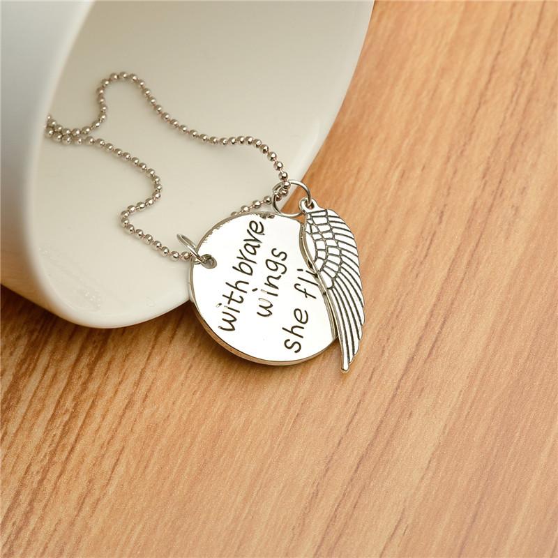 Brave Wings Hand Stamped Necklace
