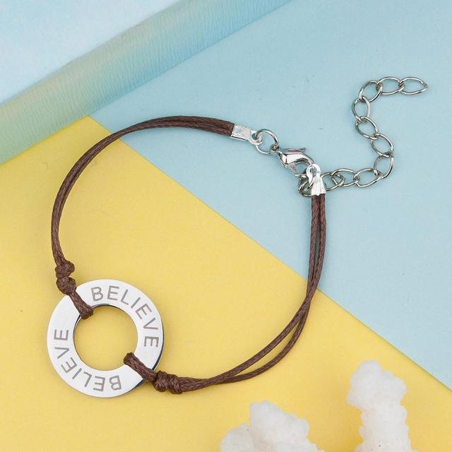 Stainless Steel Carved Message Bracelet